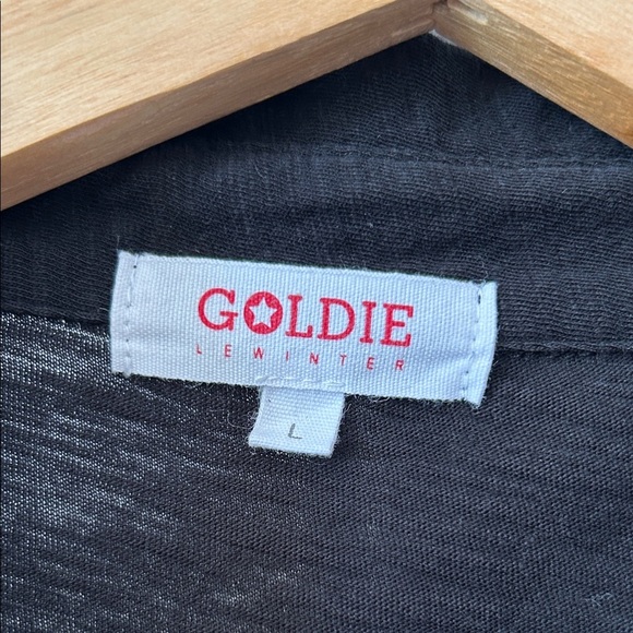 Goldie Lewinter Running Stitch Black Button Down Cotton Shirt size L - Picture 3 of 5